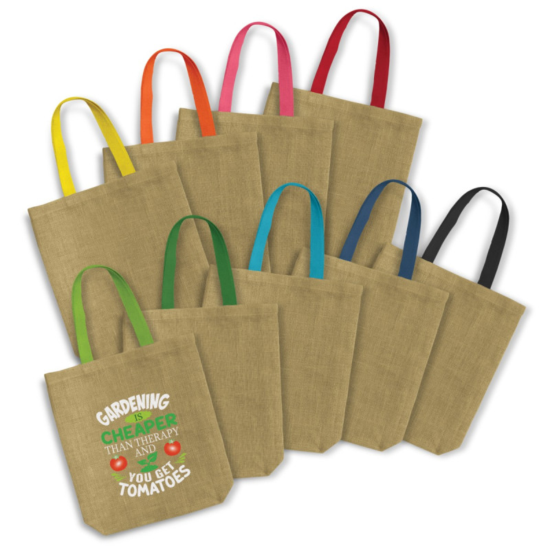 Thera Jute Tote Bag - Coloured Handles