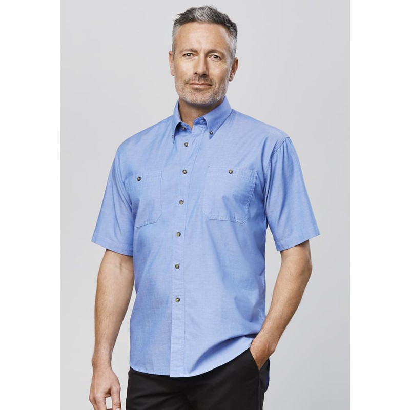 Mens Chambray Short Sleeve Shirt