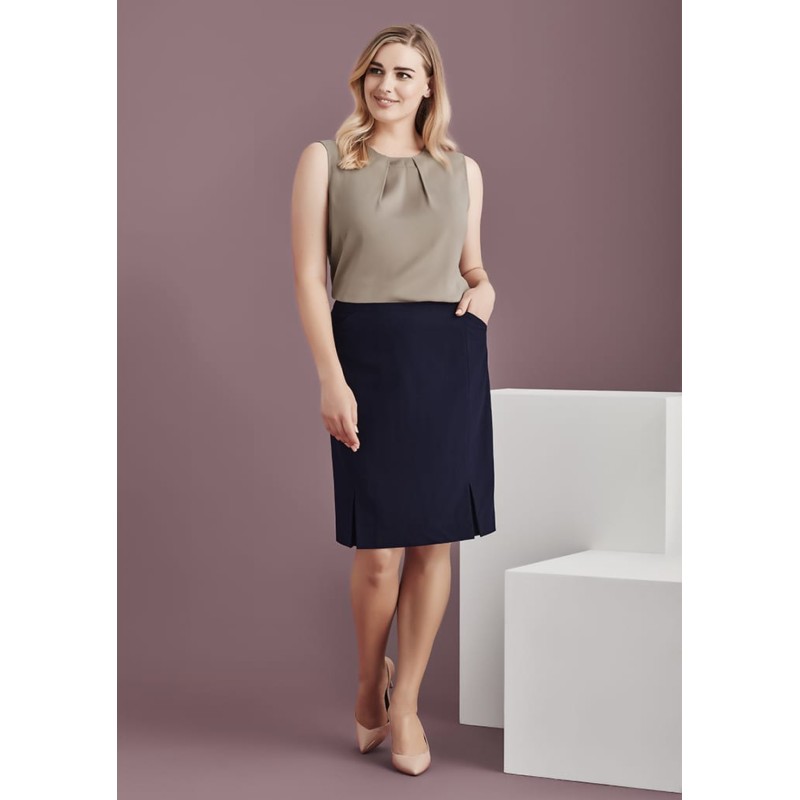 Womens Siena Front Pleat Detail Straight Skirt