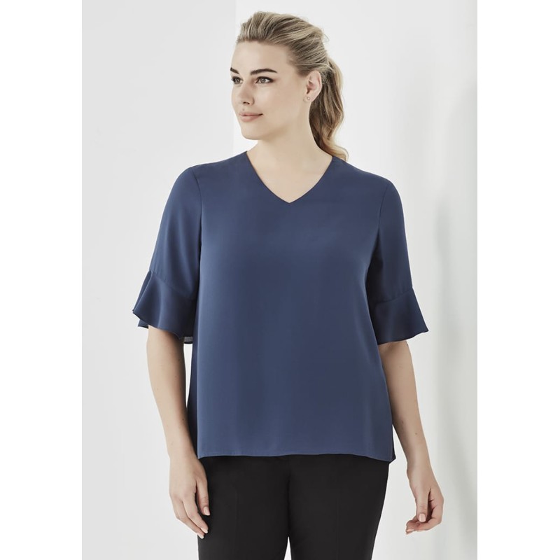 Womens Aria Fluted Sleeve Blouse