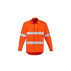 Mens Orange Flame Hi Vis Open Front Shirt - Hoop Taped