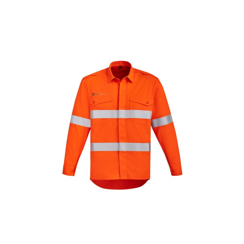 Mens Orange Flame Hi Vis Open Front Shirt - Hoop Taped