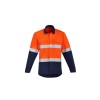 Mens Orange Flame Hi Vis Open Front Spliced Shirt - Hoop Taped