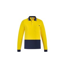 Mens Hi Vis Cotton Long Sleeve Polo