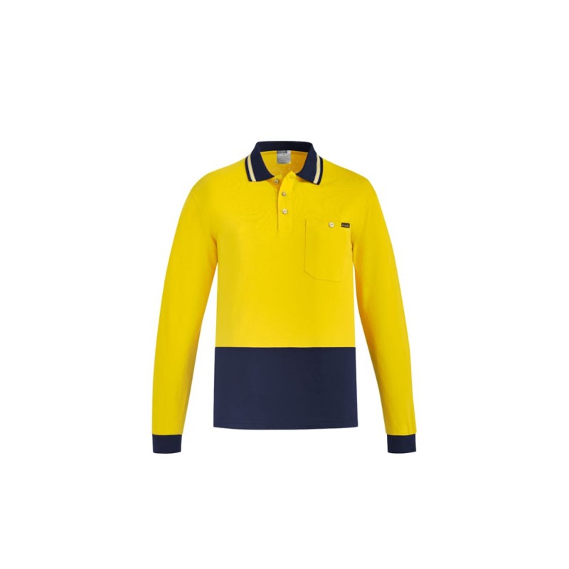 Mens Hi Vis Cotton Long Sleeve Polo