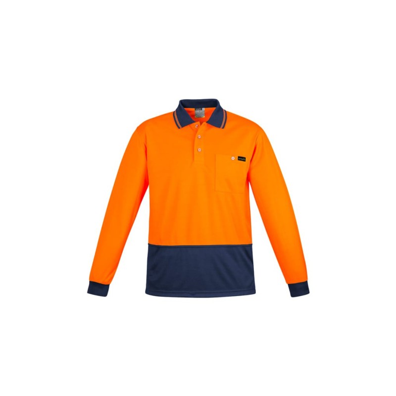 Mens Hi Vis Comfort Back Long Sleeve Polo