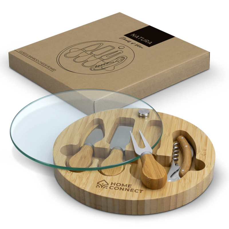 NATURA Glass & Bamboo Cheese Board